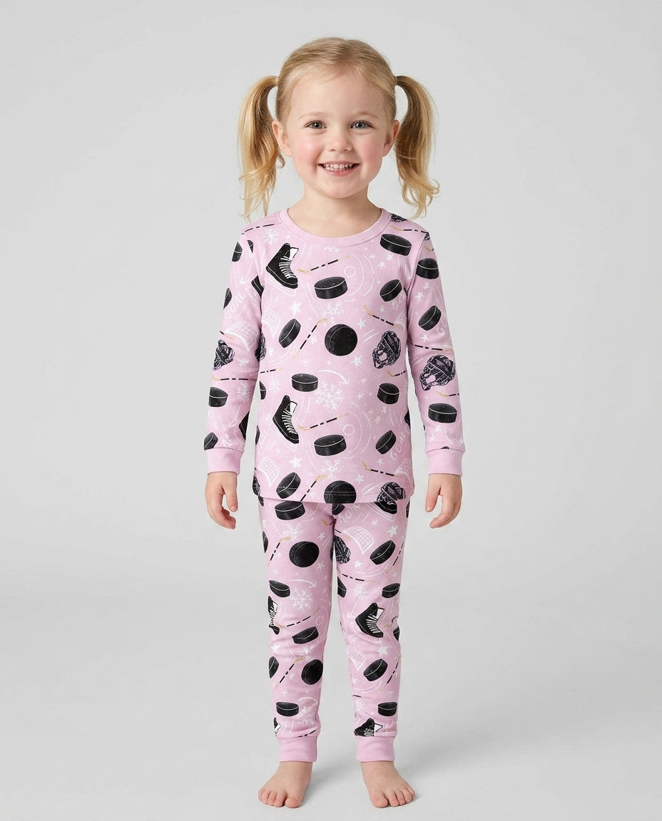 Little Hockey Fan Bamboo Two Piece Long Sleeve Pajama Set