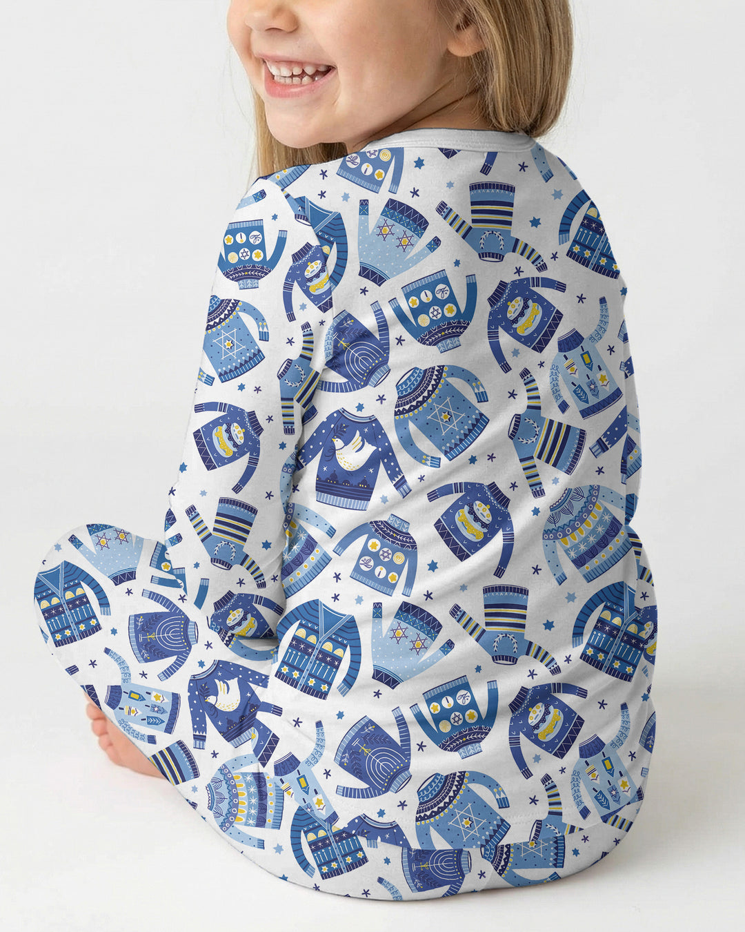 Cute Hanukkah Jumpers Bamboo Two Piece Long Sleeve Pajama Set