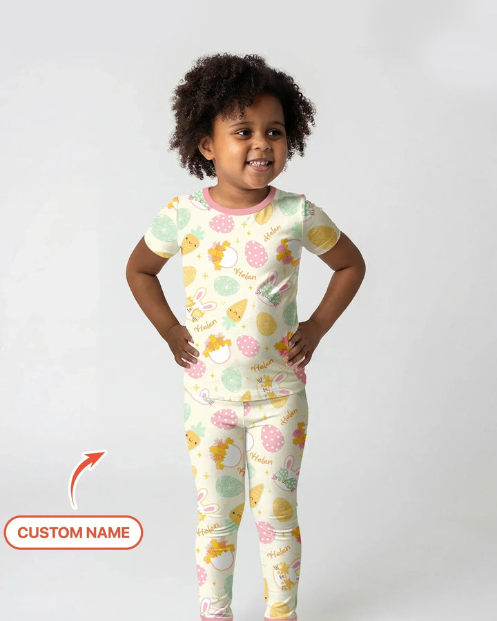 Retro Easter Bamboo Two Piece Short Sleeve Pajama Set