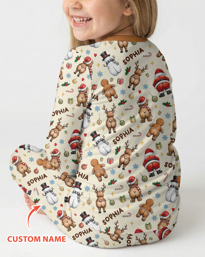 We Wish You Nothing But A Merry Christmas Custom Name Bamboo Two Piece Long Sleeve Pajama Set