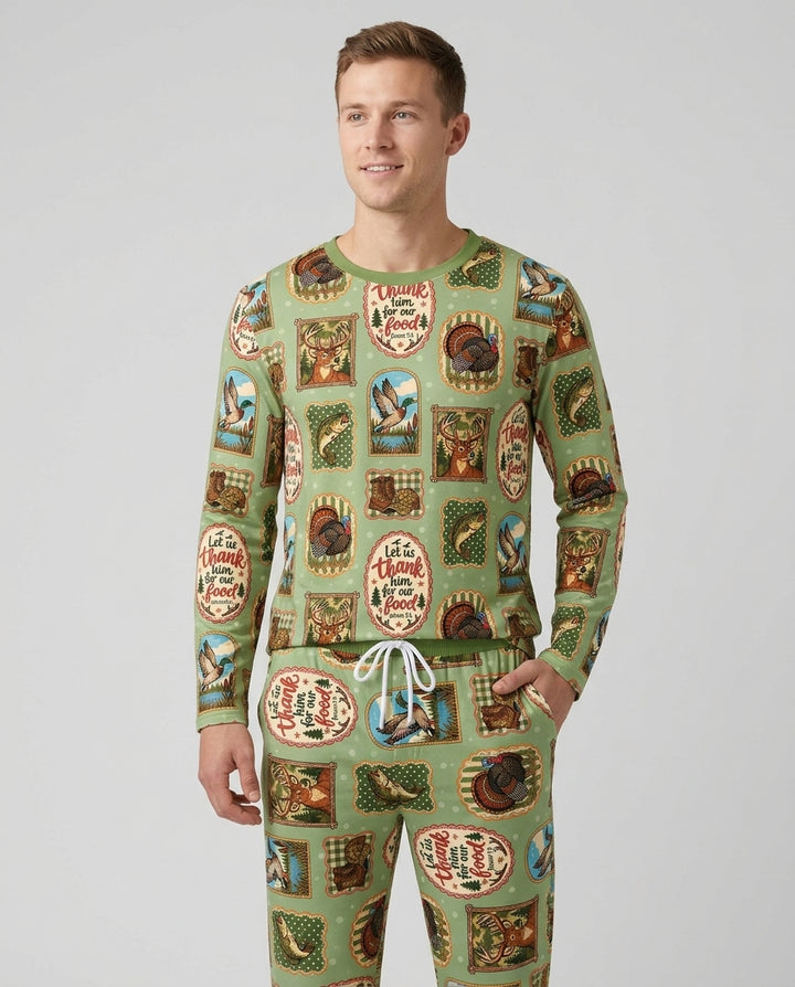 Hunting Let Us Thank Him For Our Food Bamboo Men's Pajama Set