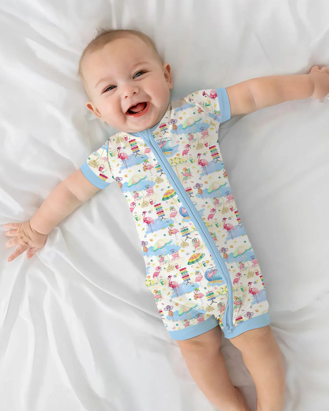Flamingo Beach Family Matching Bamboo Shorty Zippy