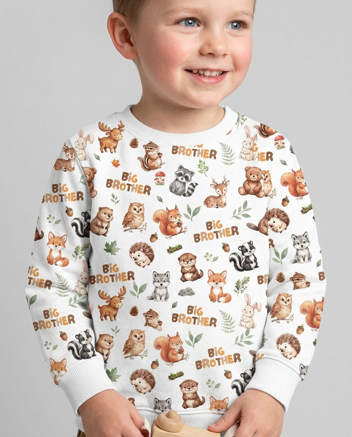 Custom Quote Woodland Animal Matching Sibling Bamboo Crewneck Sweatshirt