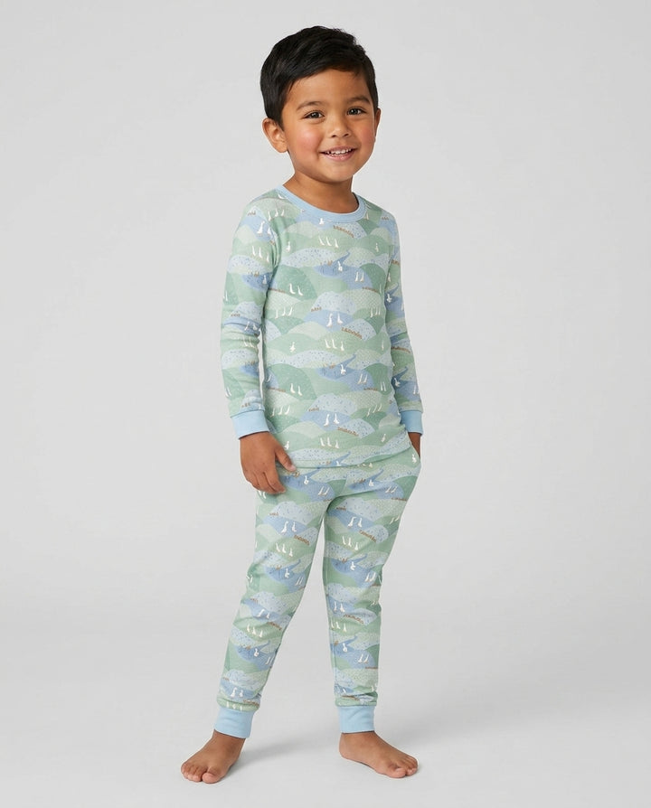 Wandering Geese Family Matching Bamboo Two Piece Long Sleeve Pajama Set