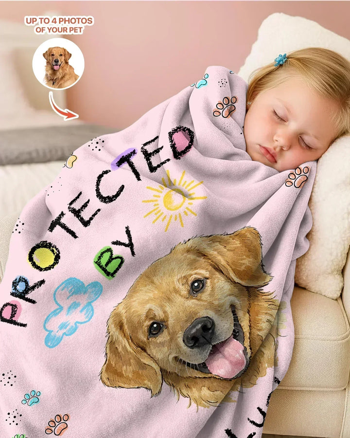 Custom Photo Crayon "Protected By" Bamboo Blanket