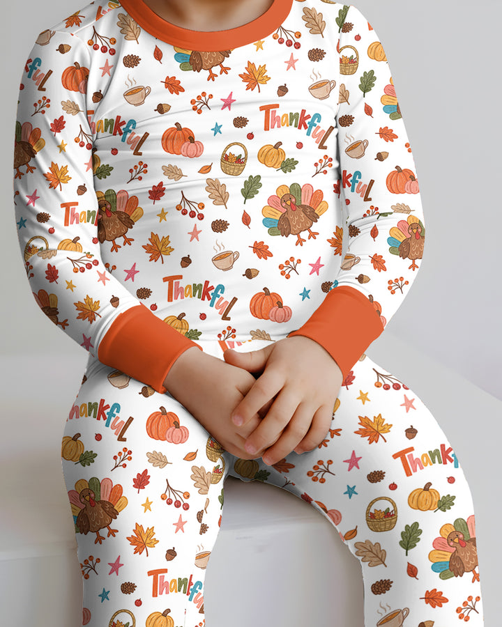 Thankful Turkey Bamboo Two Piece Long Sleeve Pajama Set