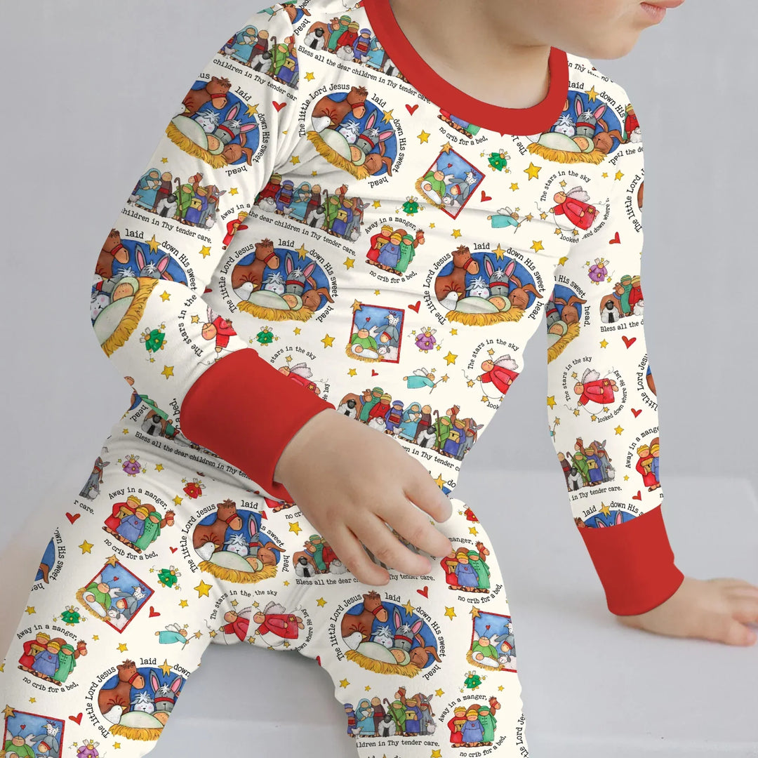 Away In A Manger Blessings Bamboo Two Piece Long Sleeve Pajama Set