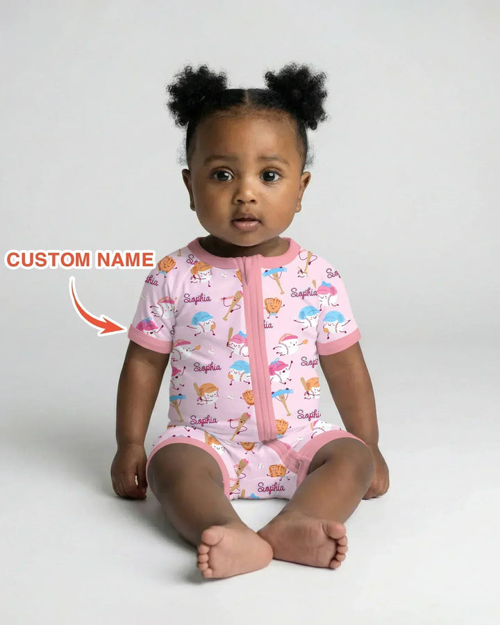Custom Name Ballparl Family Matching Bamboo Shorty Zippy