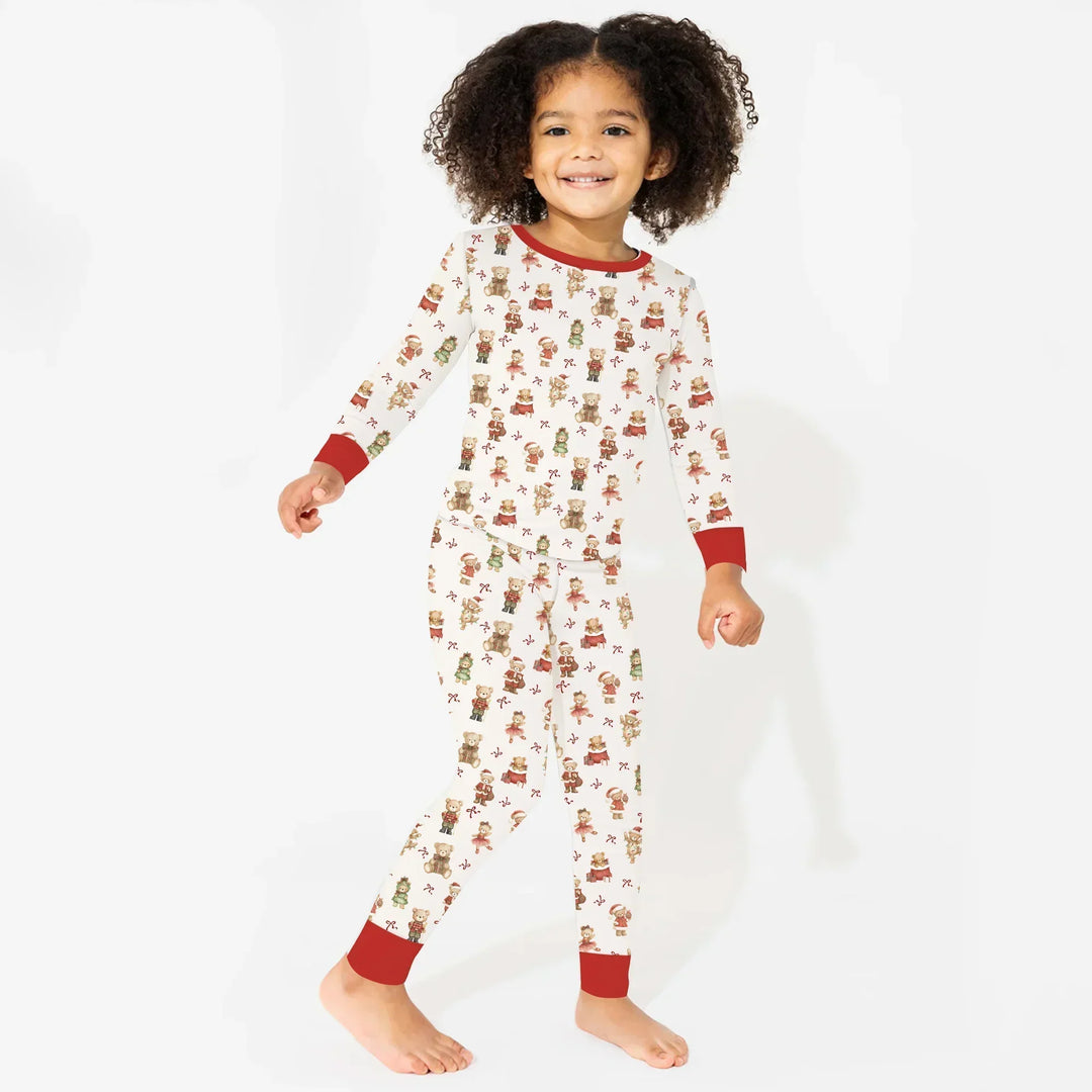 Christmas Teddy Bears Bamboo Two Piece Long Sleeve Pajama Set