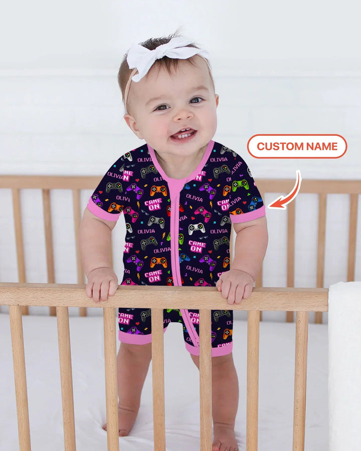 Custom Name Game On Family Matching Bamboo Shorty Zippy
