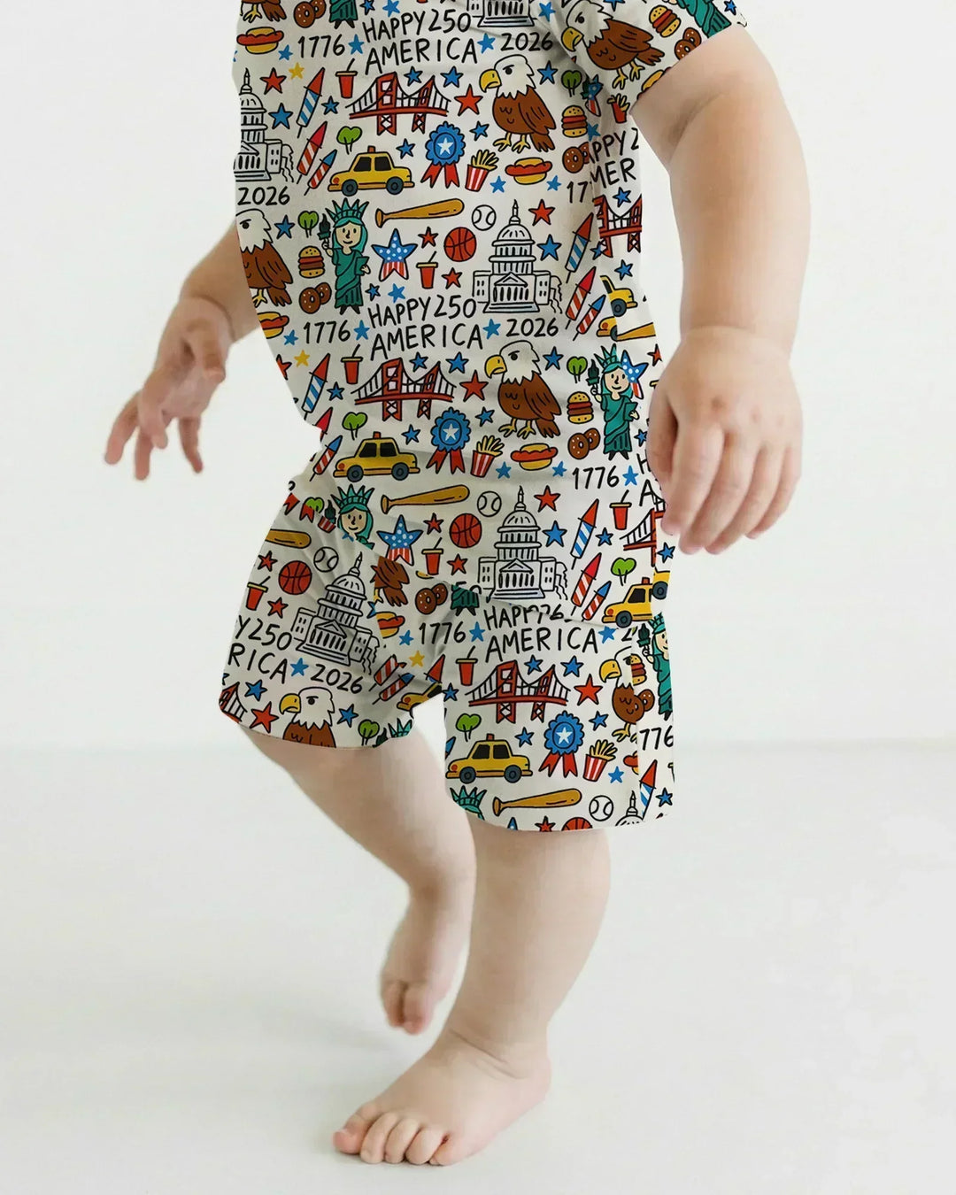 Doodle America 250th Anniversary Family Bamboo Two Piece Short Sleeve Shorts Pajama Set