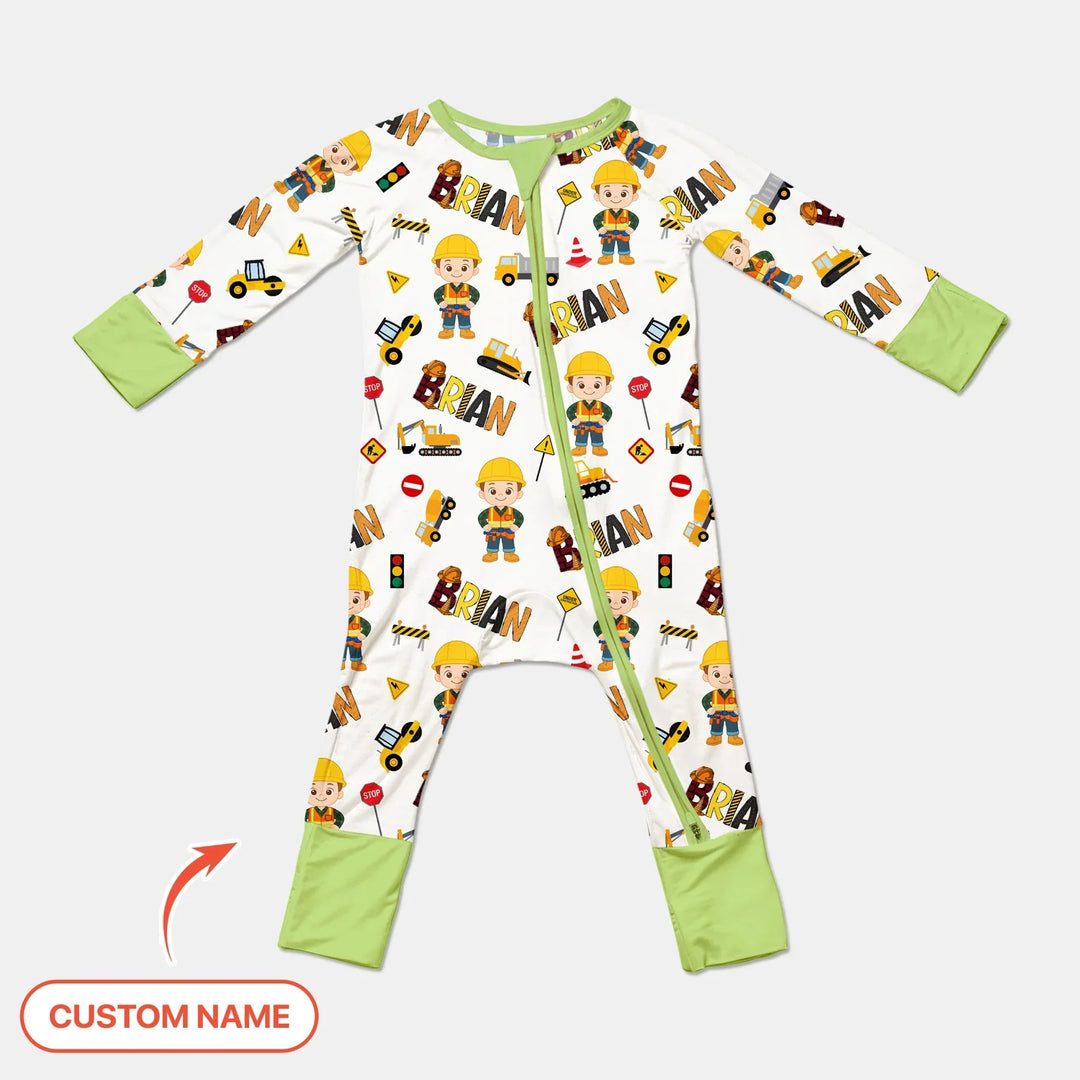 Custom Name Doodle Little Builder Bamboo Convertible Zippy