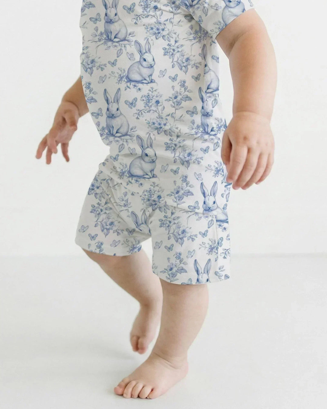 Easter Chinoiserie Toile de Jouy Bamboo Two Piece Short Sleeve Shorts Pajama Set