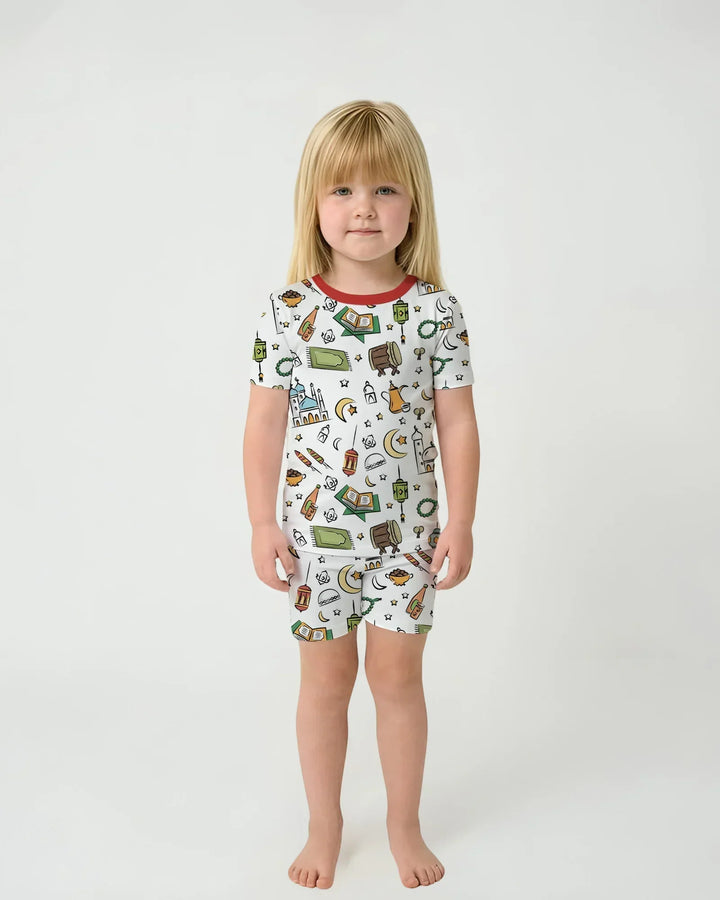 Ramadan Blessings Family Matching Bamboo Two Piece Short Sleeve Shorts Pajama Set