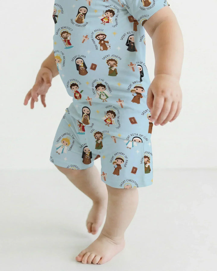 Saints in the Clouds Bamboo Two Piece Short Sleeve Shorts Pajama Set