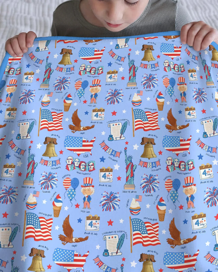 Hand Drawn Patriotic Iconic Bamboo Blanket