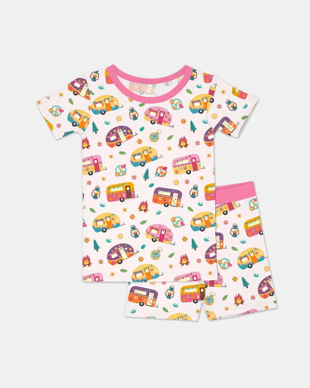 Happy Little Camper Bamboo Two Piece Short Sleeve Shorts Pajama Set