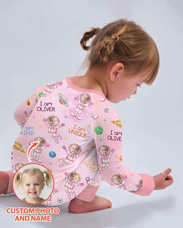 Custom Photo Kid Affirmations I Am Kind Astronaut Bamboo Convertible Zippy