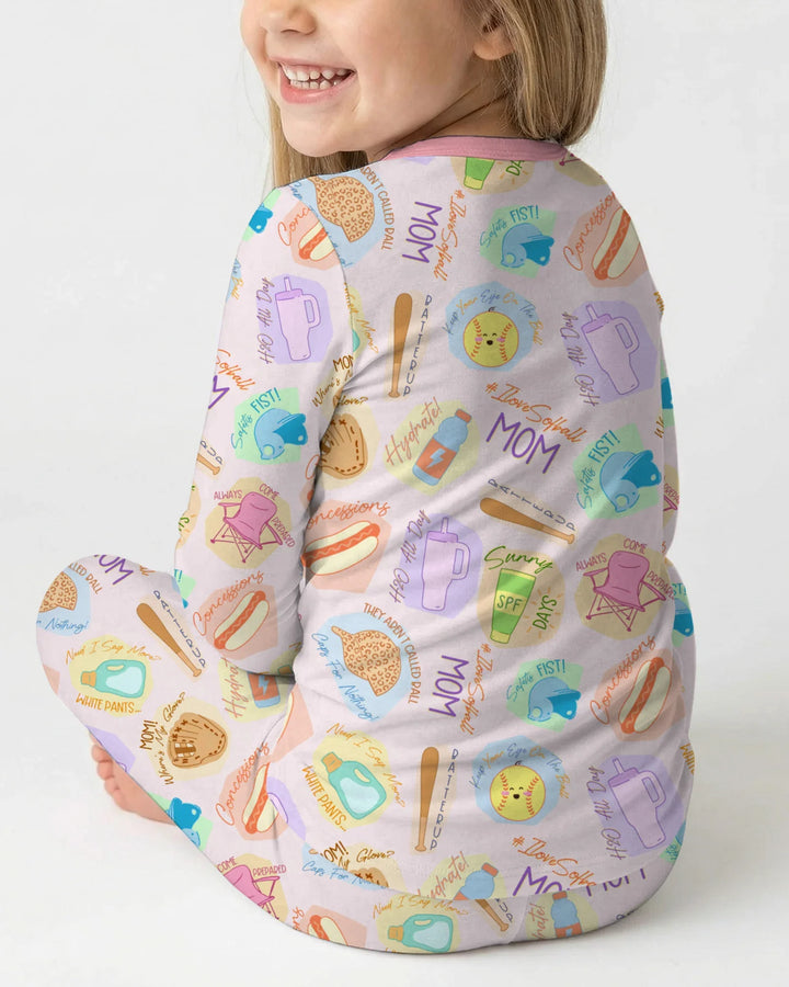 SoftBall Mom Saves The Days Two Piece Long Sleeve Pajama Set