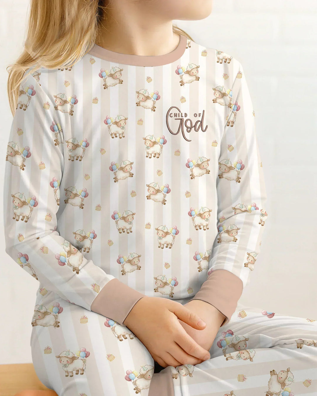 Child Of God Embroidered Baby Bamboo Two Piece Long Sleeve Pajama Set
