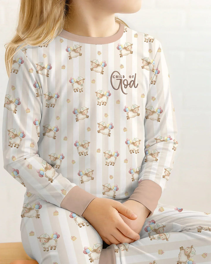 Child Of God Embroidered Baby Bamboo Two Piece Long Sleeve Pajama Set