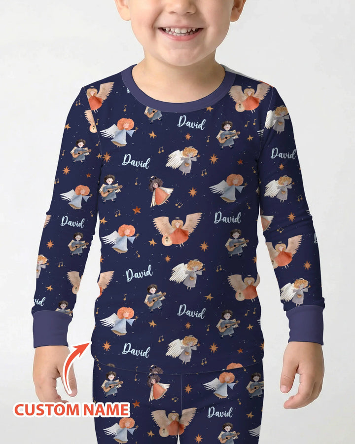 Guardian Angels Custom Name Bamboo Two Piece Long Sleeve Pajama Set