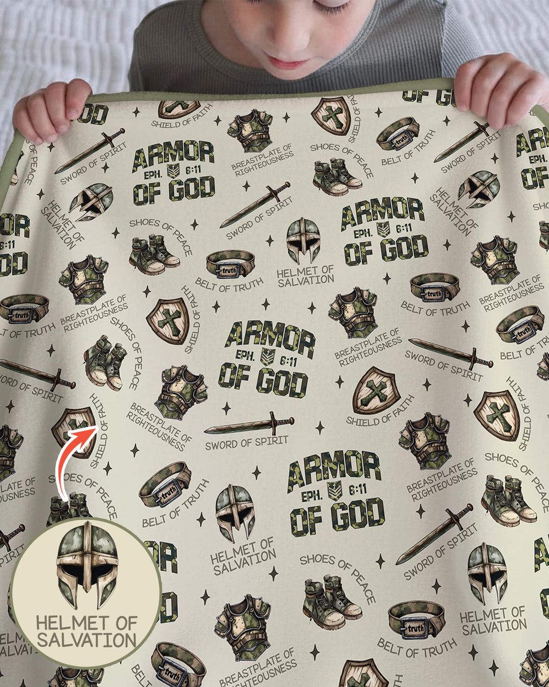 Camo Armor Of God Bamboo Blanket
