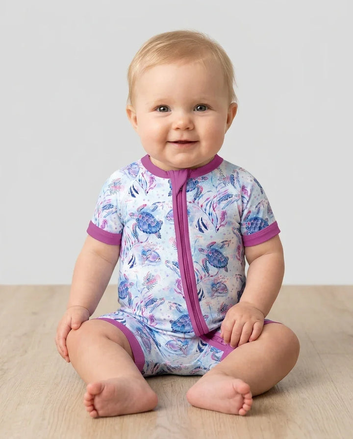 Little Turtles Family Matching Bamboo Shorty Zippy
