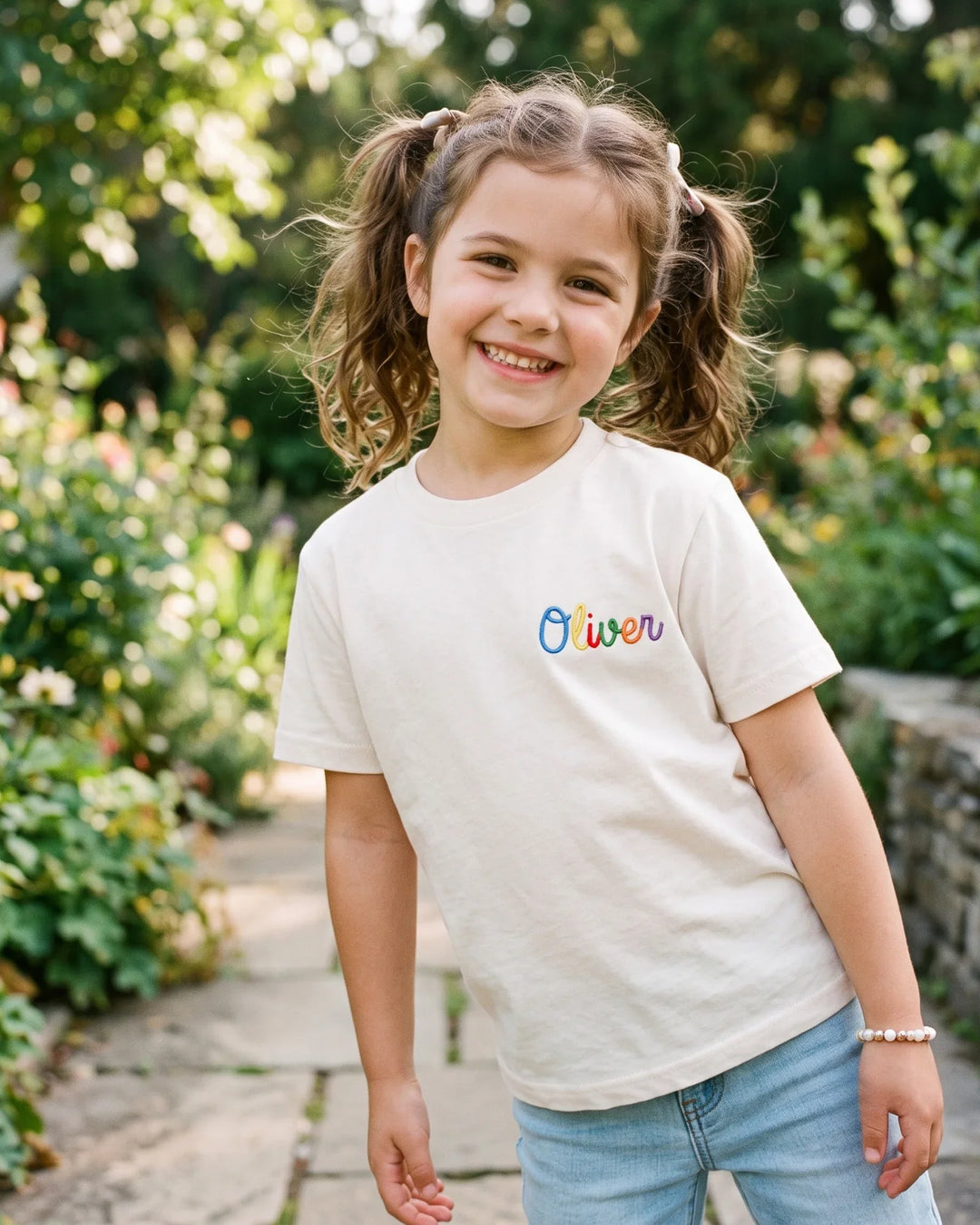 Custom Name And Grade Level Embroidered Bamboo Crewneck T-Shirt