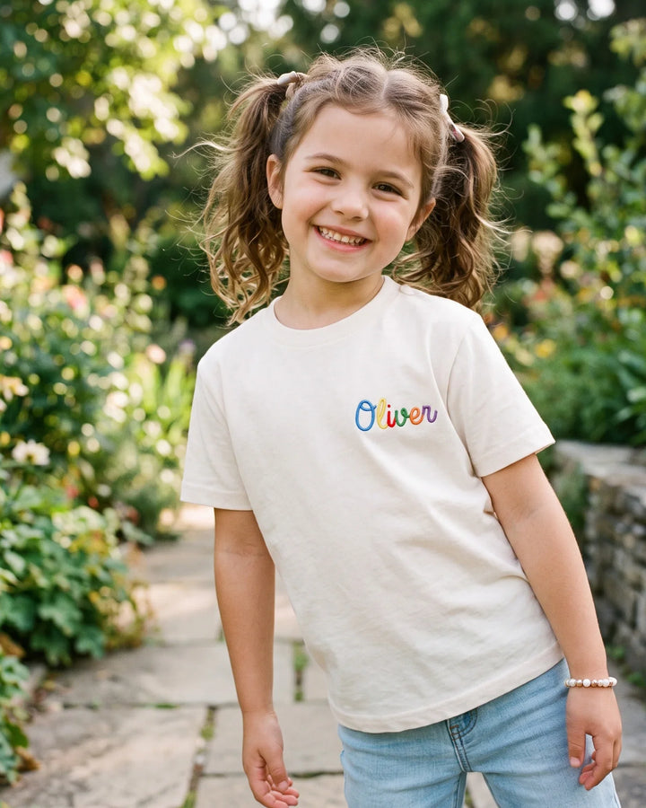 Custom Name And Grade Level Embroidered Bamboo Crewneck T-Shirt