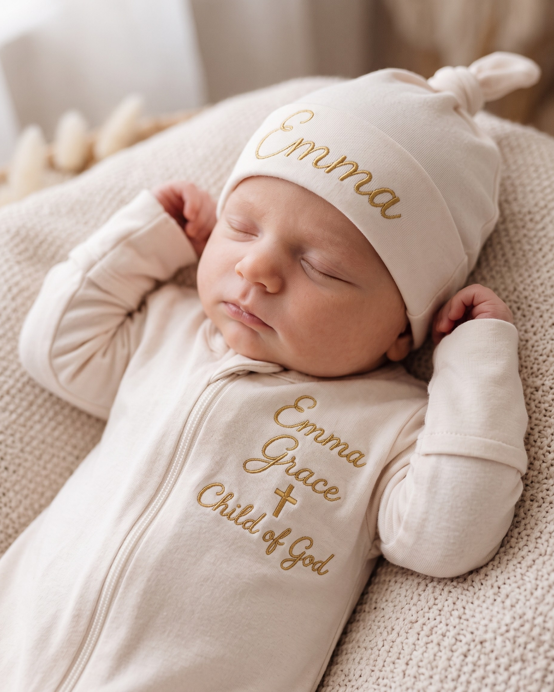 Custom Name Child Of God Embroidered Bamboo Hat