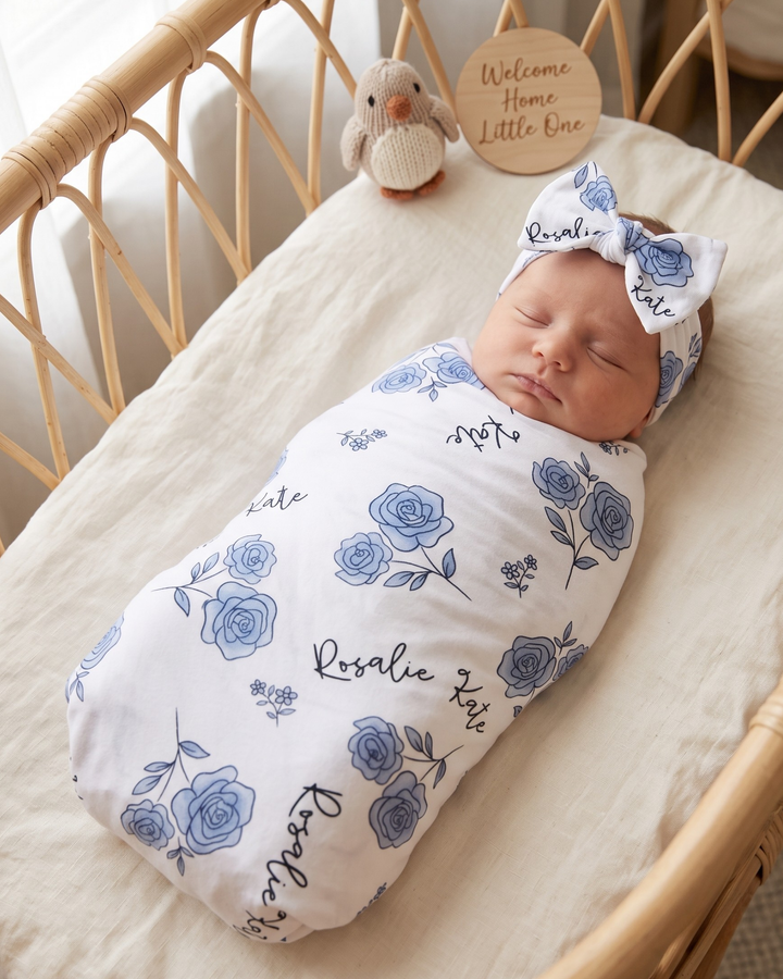 Blue Rose Signature Bamboo Swaddle Blanket