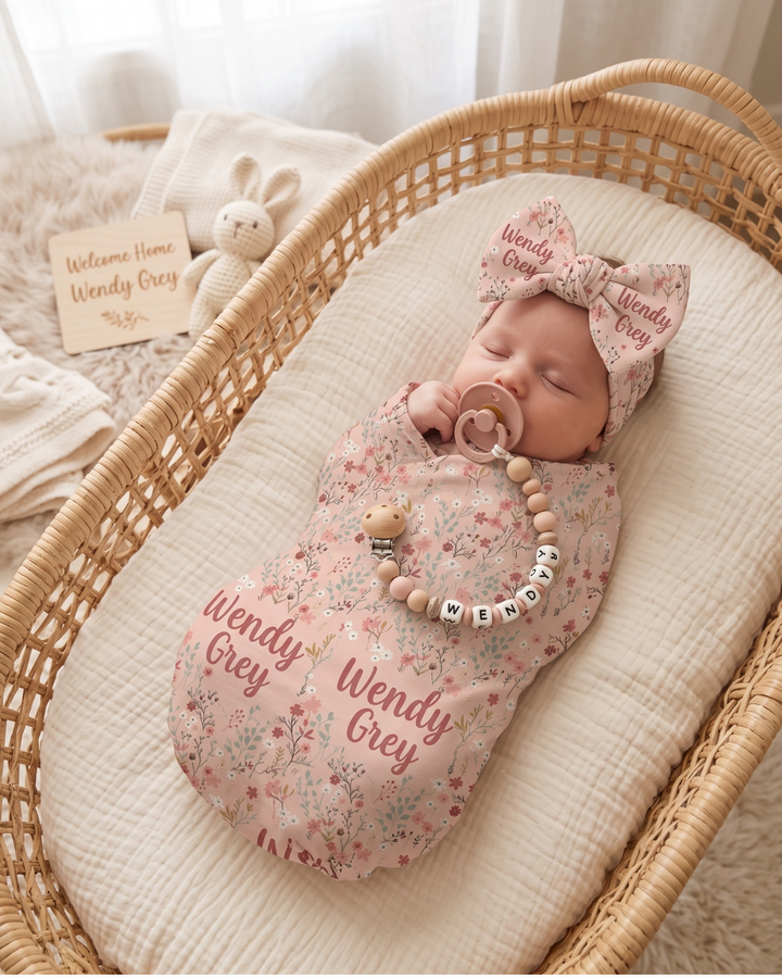 Dainty Meadow Vintage Floral Bamboo Swaddle Blanket