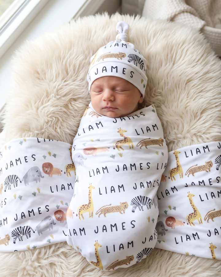 Safari Animal Adventure Bamboo Swaddle Blanket