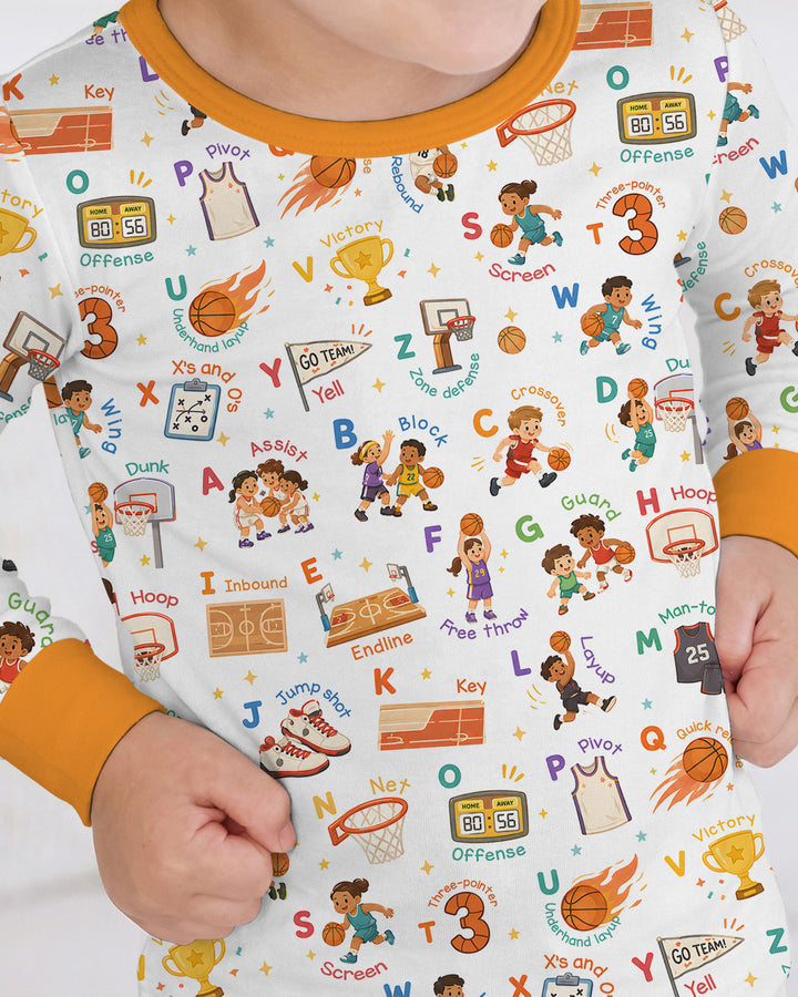 Basketball Alphabet Bamboo Two Piece Long Sleeve Pajama Set