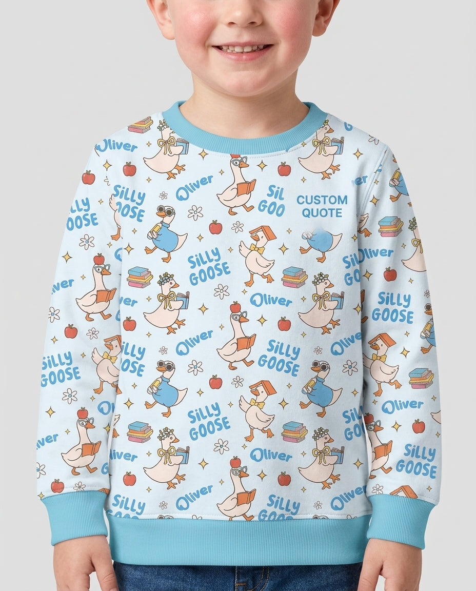 Custom Name Silly Goose Back to School Bamboo Crewneck Sweatshirt