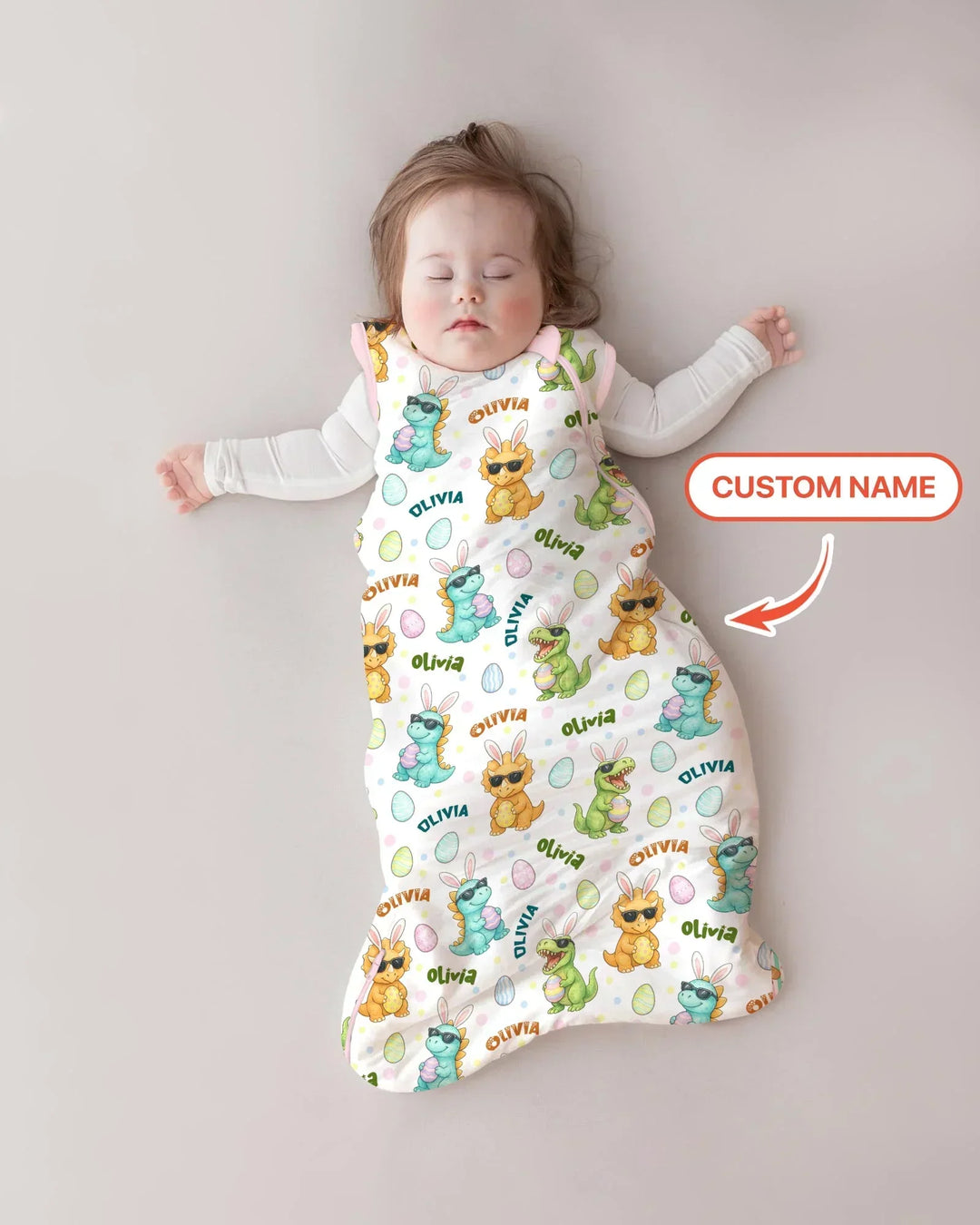 Custom Name Dinosaur on the Hunt Bamboo Sleep Bag