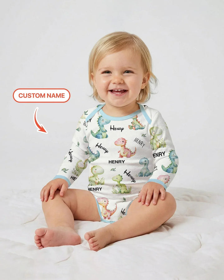 Dinosaur Custom Name Bamboo Bodysuit