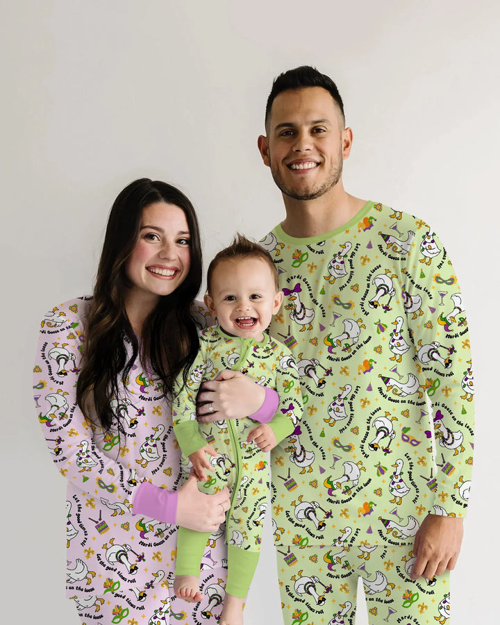 Mardi Gras Silly Goose Bamboo Women Pajama Set