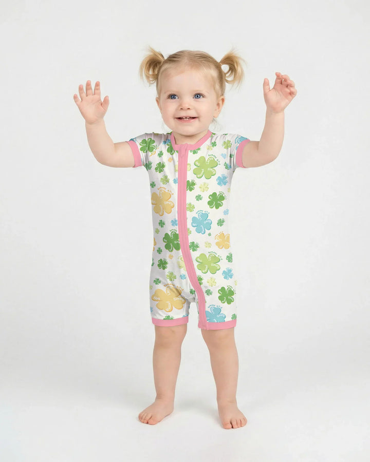 Shamrocks Print St. Patrick's Day Bamboo Shorty Zippy