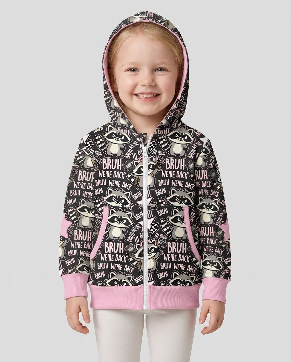 Bruh We're Back Raccoon Bamboo Zip Hoodie