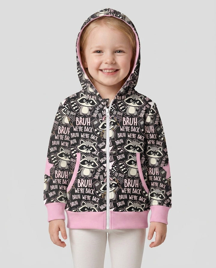 Bruh We're Back Raccoon Bamboo Zip Hoodie
