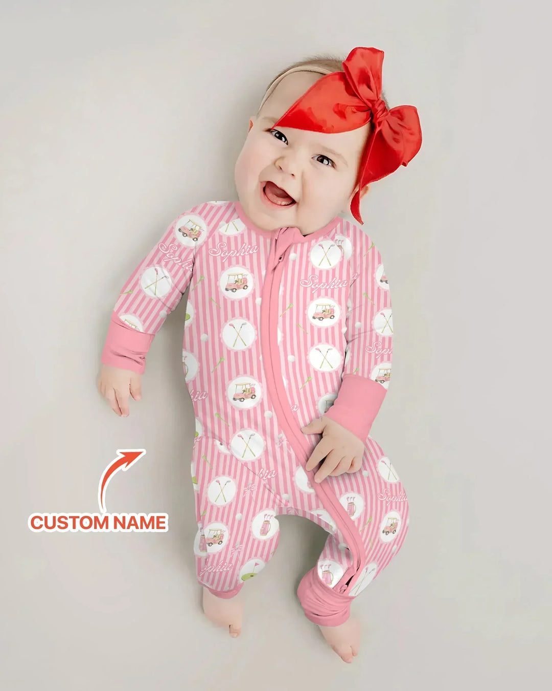 Custom Name Pink Golf Girl Bamboo Convertible Zippy