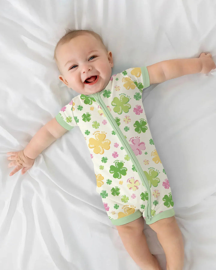 Shamrocks Print St. Patrick's Day Bamboo Shorty Zippy