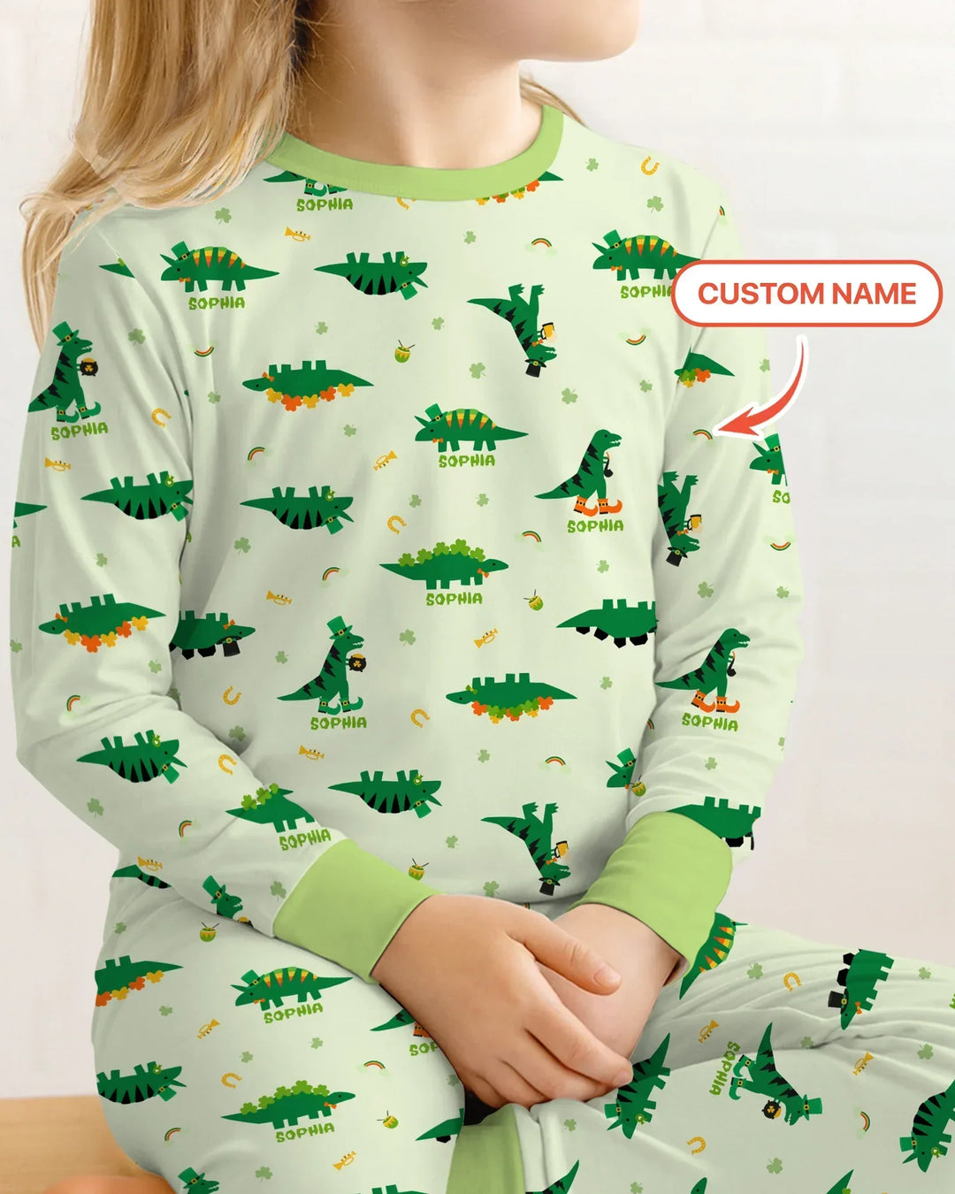 Lucky Dino Bamboo Two Piece Long Sleeve Pajama Set