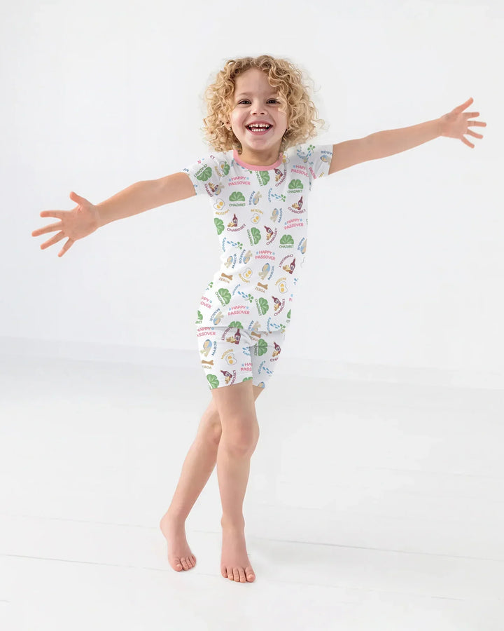 Happy Passover Matching Family Bamboo Two Piece Short Sleeve Shorts Pajama Set