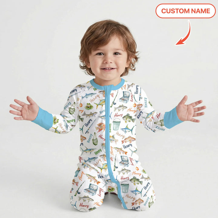Happy Fishing Adventure Custom Name Bamboo Convertible Zippy