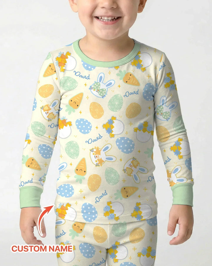 Retro Easter Bamboo Two Piece Long Sleeve Pajama Set