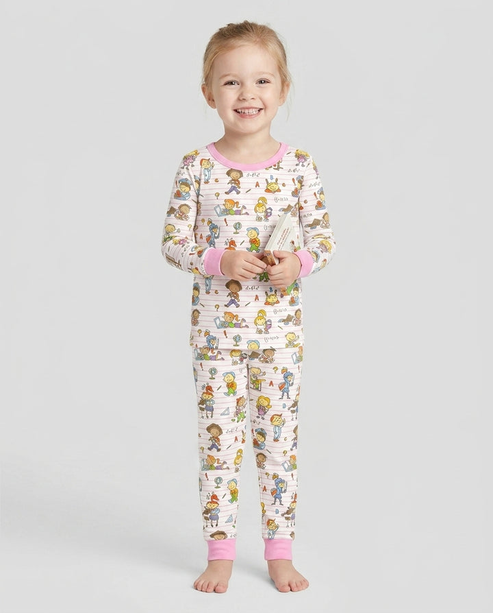 School Days Adventure Bamboo Two Piece Long Sleeve Pajama Set