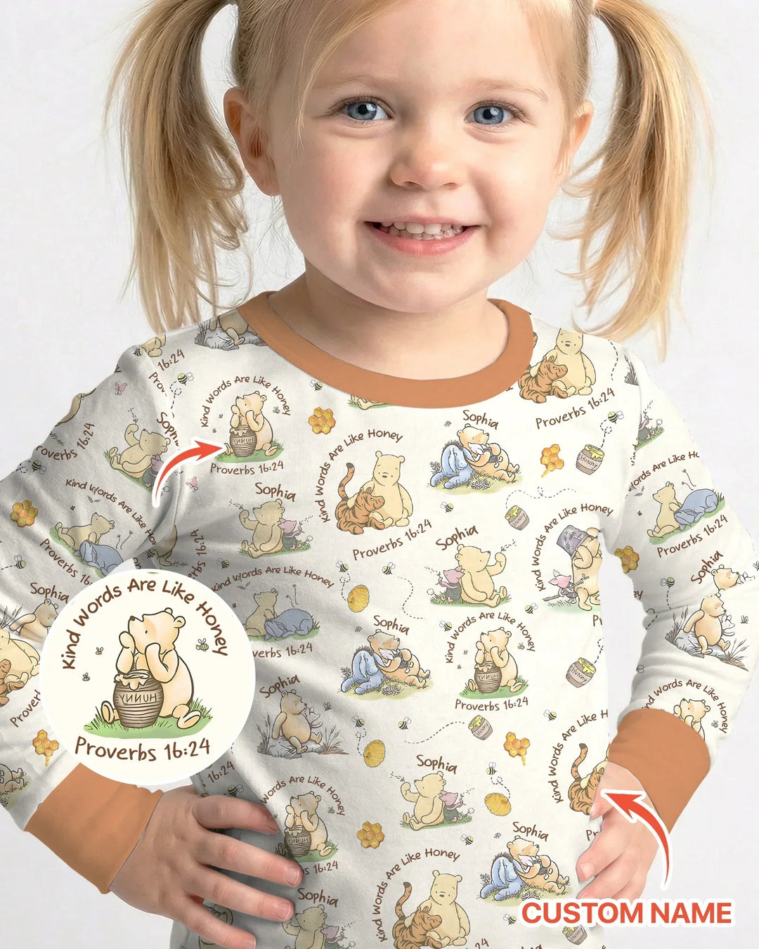 Kind Words Are Like Honey Custom Name Bamboo Two Piece Long Sleeve Pajama Set
